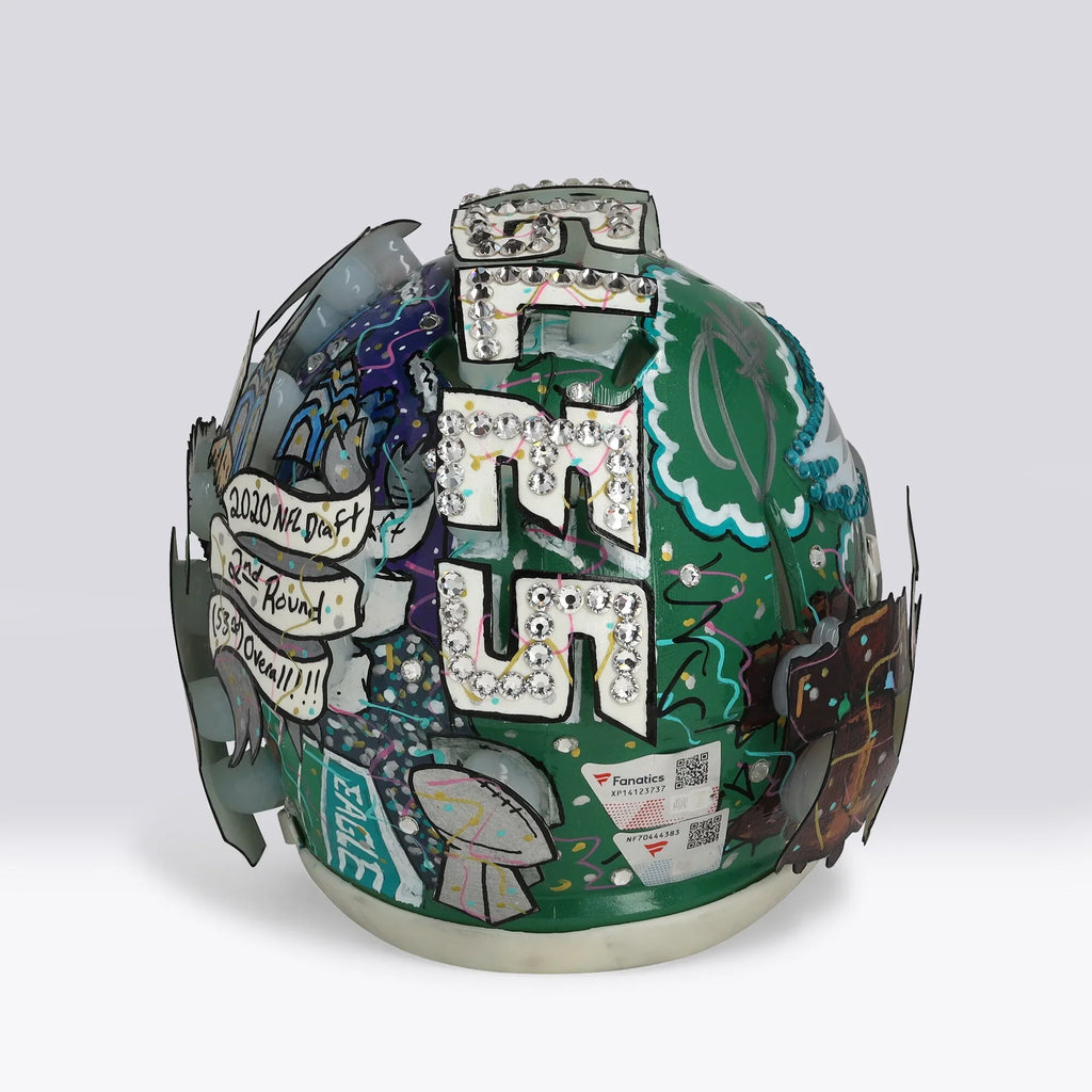 Jalen Hurts Signed Kelly Green Mini Helmet | Charles Fazzino Art