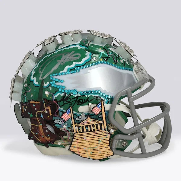 Jalen Hurts Signed Kelly Green Mini Helmet | Charles Fazzino Art