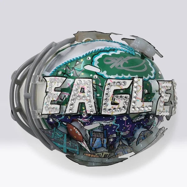 Jalen Hurts Signed Kelly Green Mini Helmet | Charles Fazzino Art