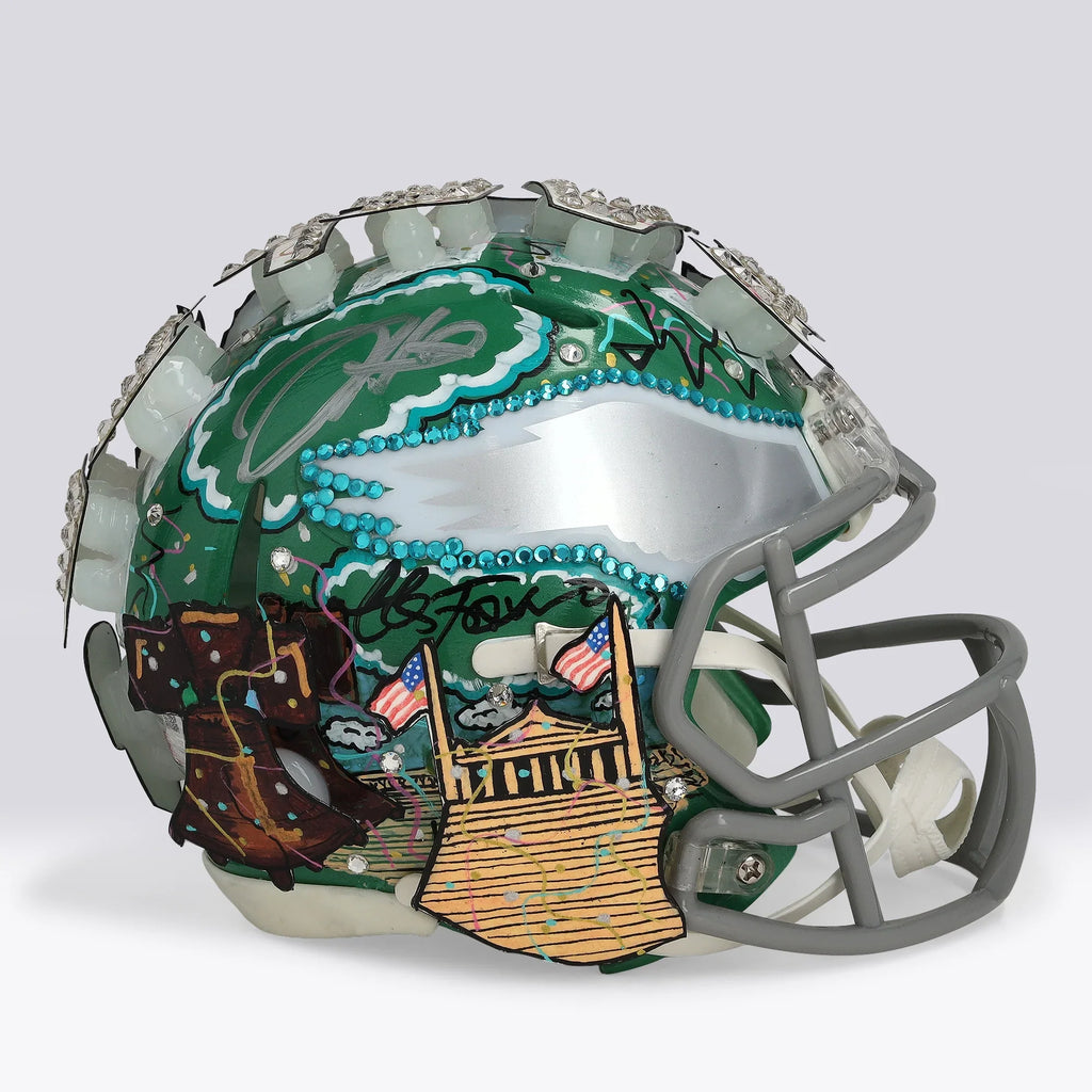 Jalen Hurts Signed Kelly Green Mini Helmet | Charles Fazzino Art