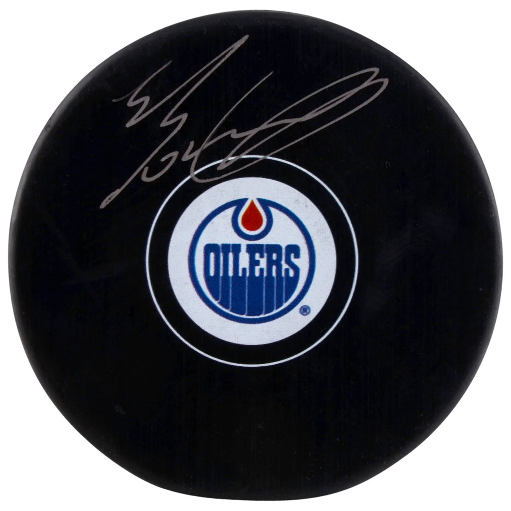 Evan Bouchard Signed Edmonton Oilers Hockey Puck | Authenticated