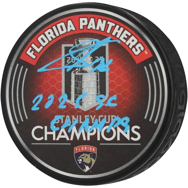 Sergei Bobrovsky Signed Hockey Puck with "2025 SC Champs" Inscription | 2025 Stanley Cup Champions