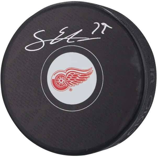 Simon Edvinsson Signed Detroit Red Wings Hockey Puck | Authenticated