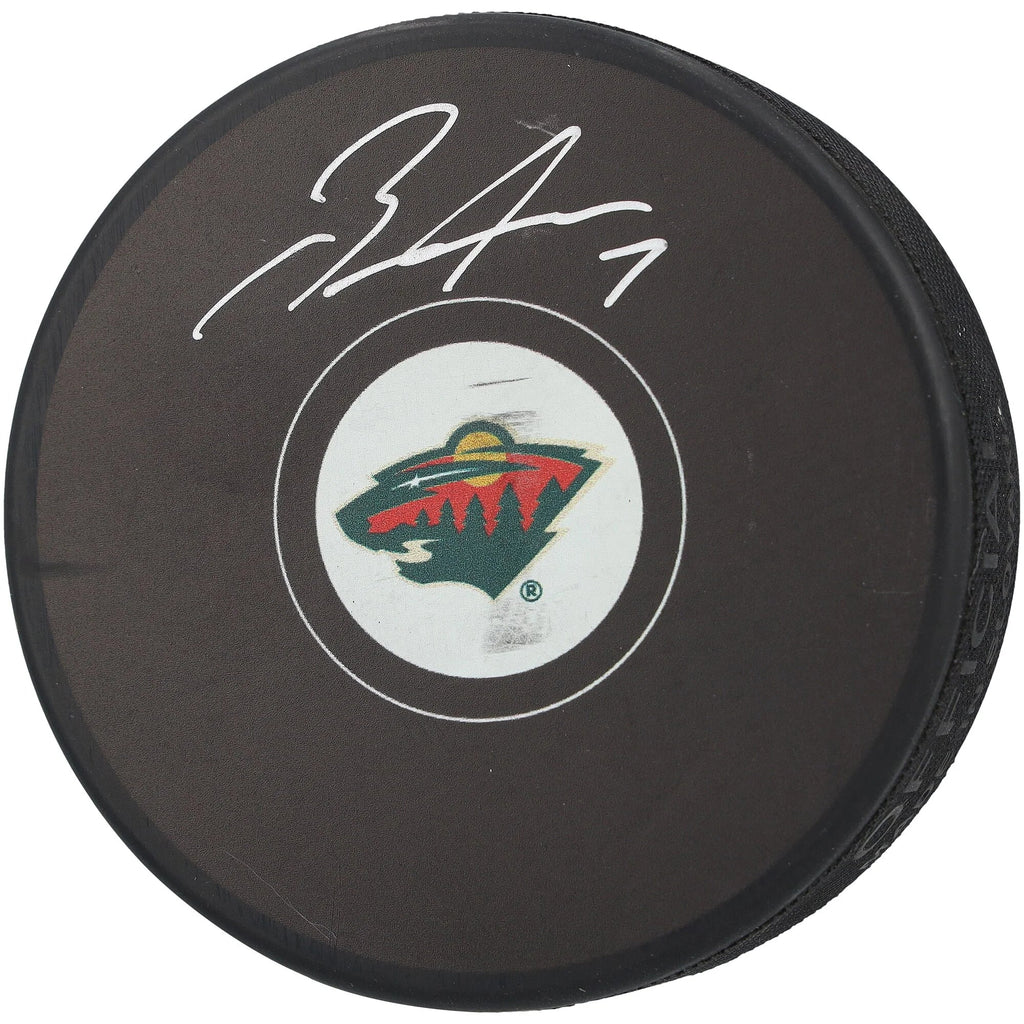 Brock Faber Signed Minnesota Wild Hockey Puck | Authenticated