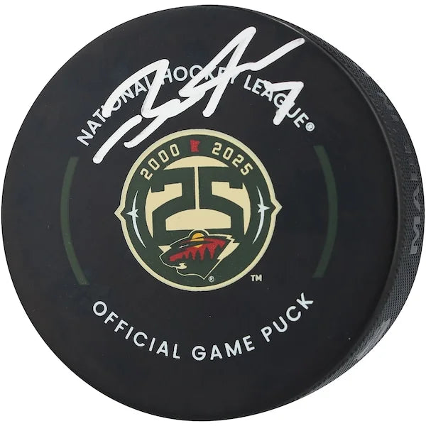 Brock Faber Signed Minnesota Wild 25th Anniversary Game Puck