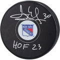 Henrik Lundqvist Signed Hockey Puck | HOF 23 Inscription