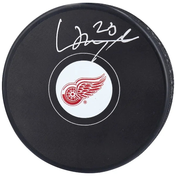 Lucas Raymond Signed Detroit Red Wings Hockey Puck | Authenticated