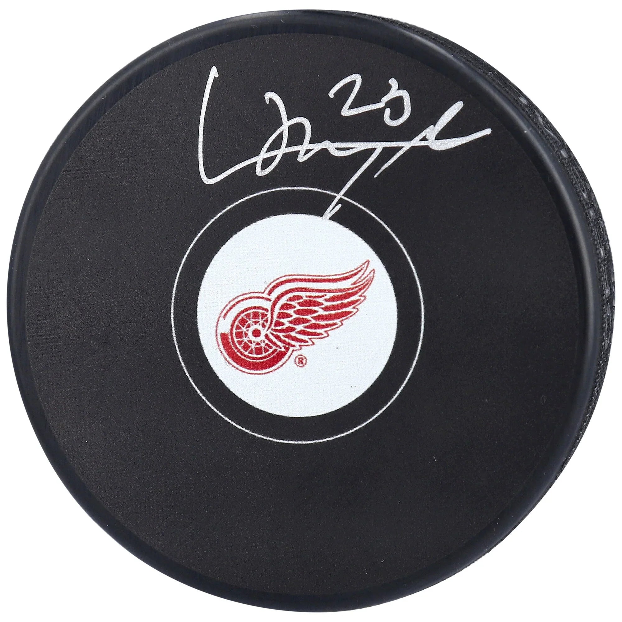 Lucas Raymond Signed Detroit Red Wings Hockey Puck | Authenticated