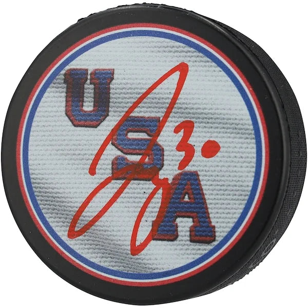 Jake Oettinger Signed Team USA 2026 Olympics Hockey Puck | Authenticated