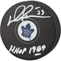 Darryl Sittler Signed Toronto Maple Leafs Hockey Puck | HOF 1989 Inscription