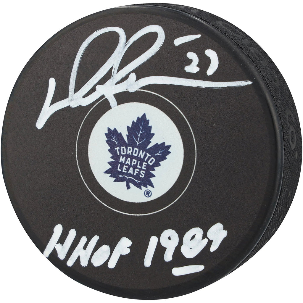 Darryl Sittler Signed Toronto Maple Leafs Hockey Puck | HOF 1989 Inscription