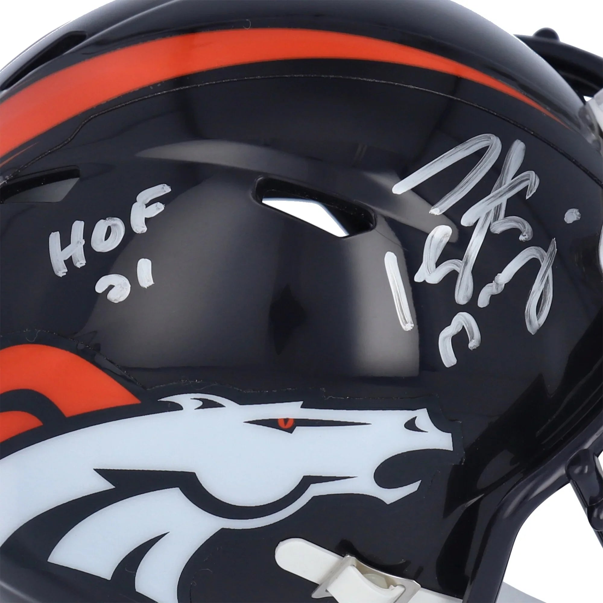Peyton Manning Signed Denver Broncos Mini Helmet | HOF 21 Inscription