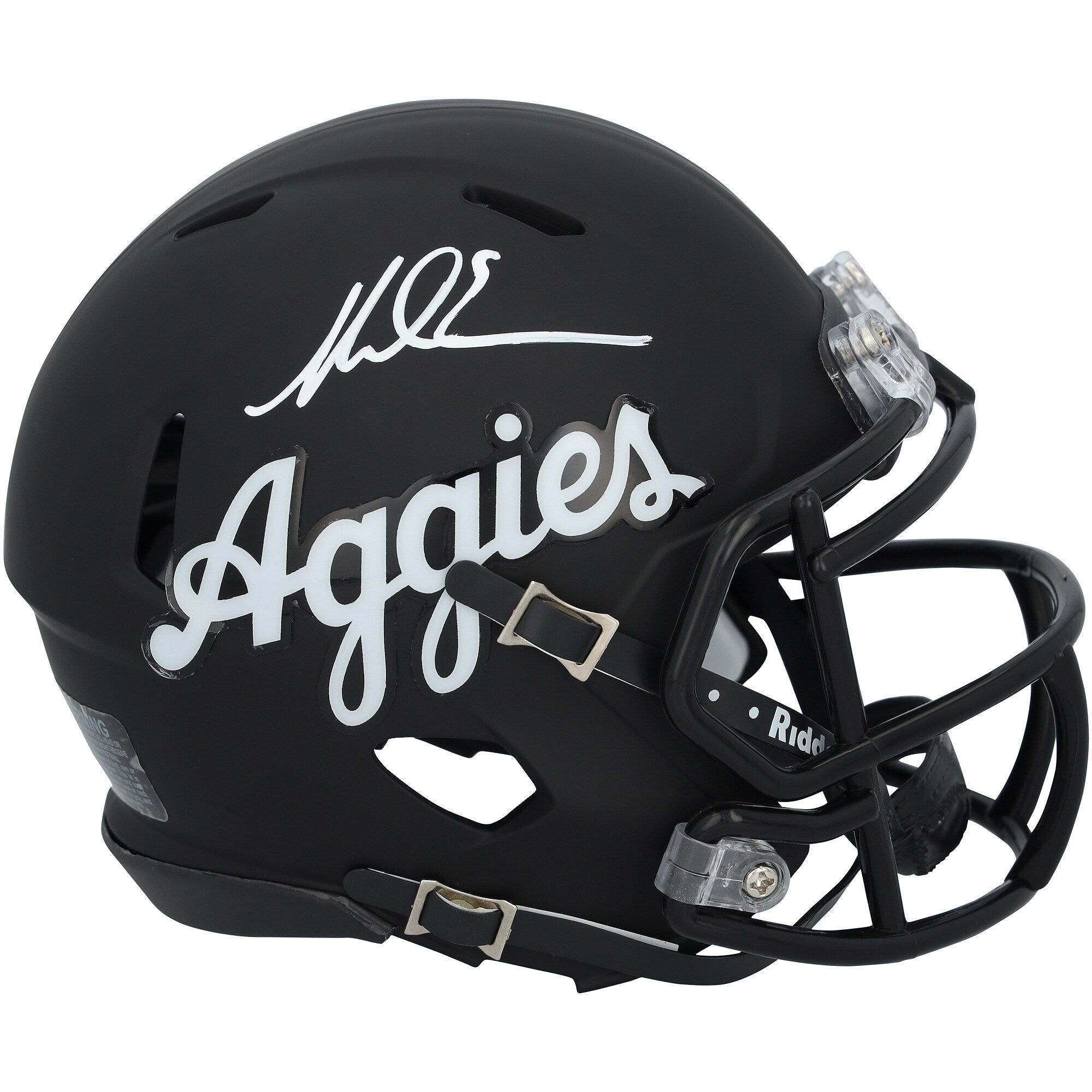 Mike Evans Texas A&M Aggies Autographed Fanatics Authentic Riddell Black Script Speed Mini Helmet
