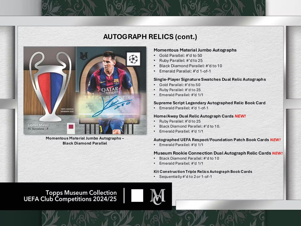 2025 Topps UEFA Club Competitions Museum Collection Soccer Hobby Trading Cards
