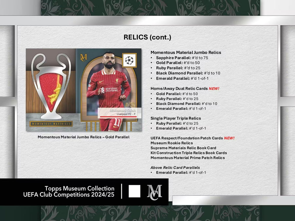 2025 Topps UEFA Club Competitions Museum Collection Soccer Hobby Trading Cards