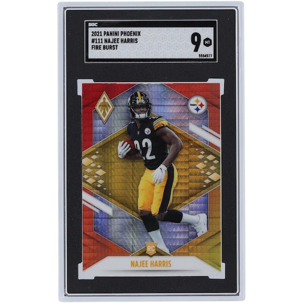 Najee Harris Pittsburgh Steelers 2021 Panini Phoenix Fire Burst #111 SGC Authenticated 9 Rookie Card