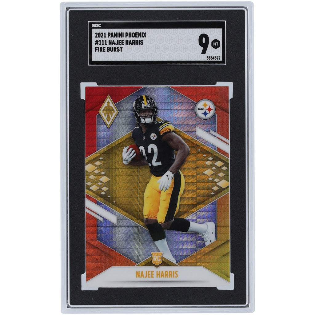 Najee Harris Pittsburgh Steelers 2021 Panini Phoenix Fire Burst #111 SGC Authenticated 9 Rookie Card