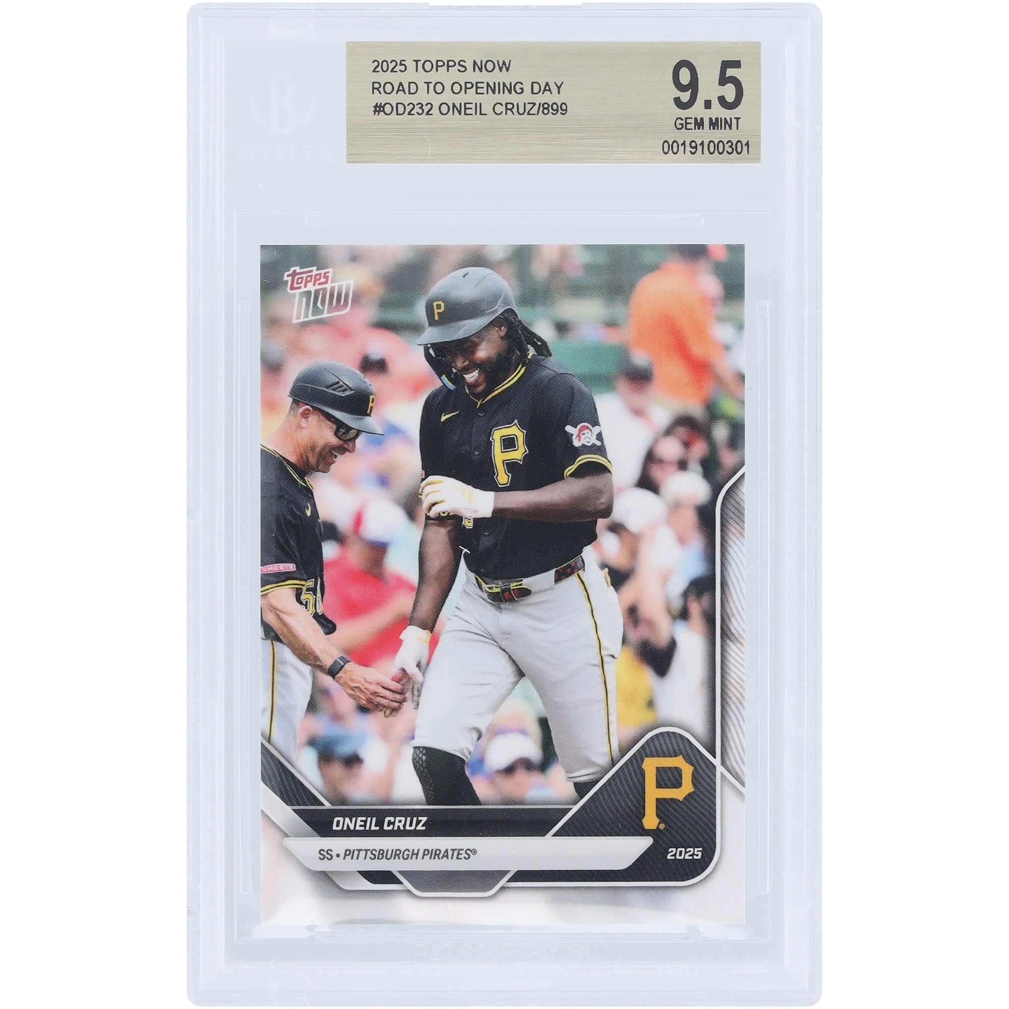 Oneil Cruz Pittsburgh Pirates 2025 Topps Now Road to Opening Day #OD-232 BGS Authenticated 9.5 Card