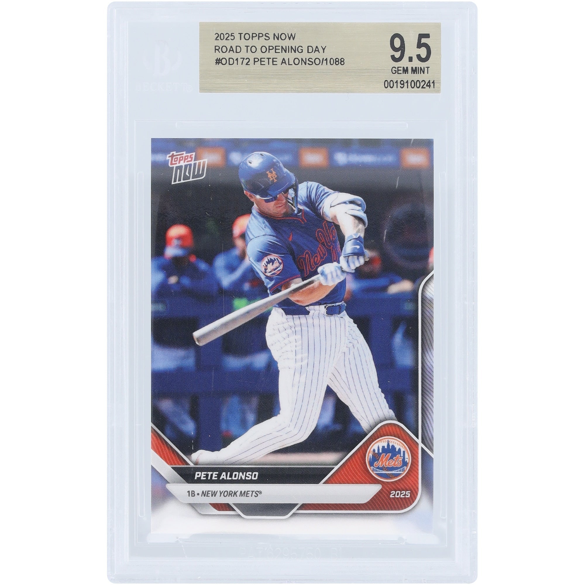 Pete Alonso New York Mets 2025 Topps Now Road to Opening Day #OD-172 BGS Authenticated 9.5 Card