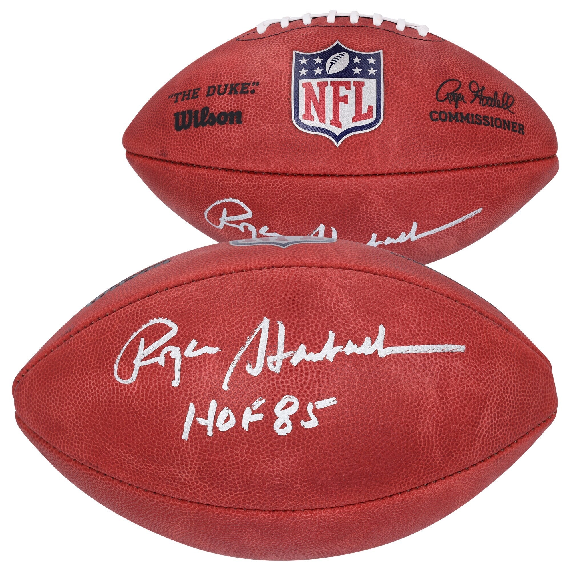 Roger Staubach Dallas Cowboys Autographed Fanatics Authentic Duke Full Color Football with "HOF 85" Inscription