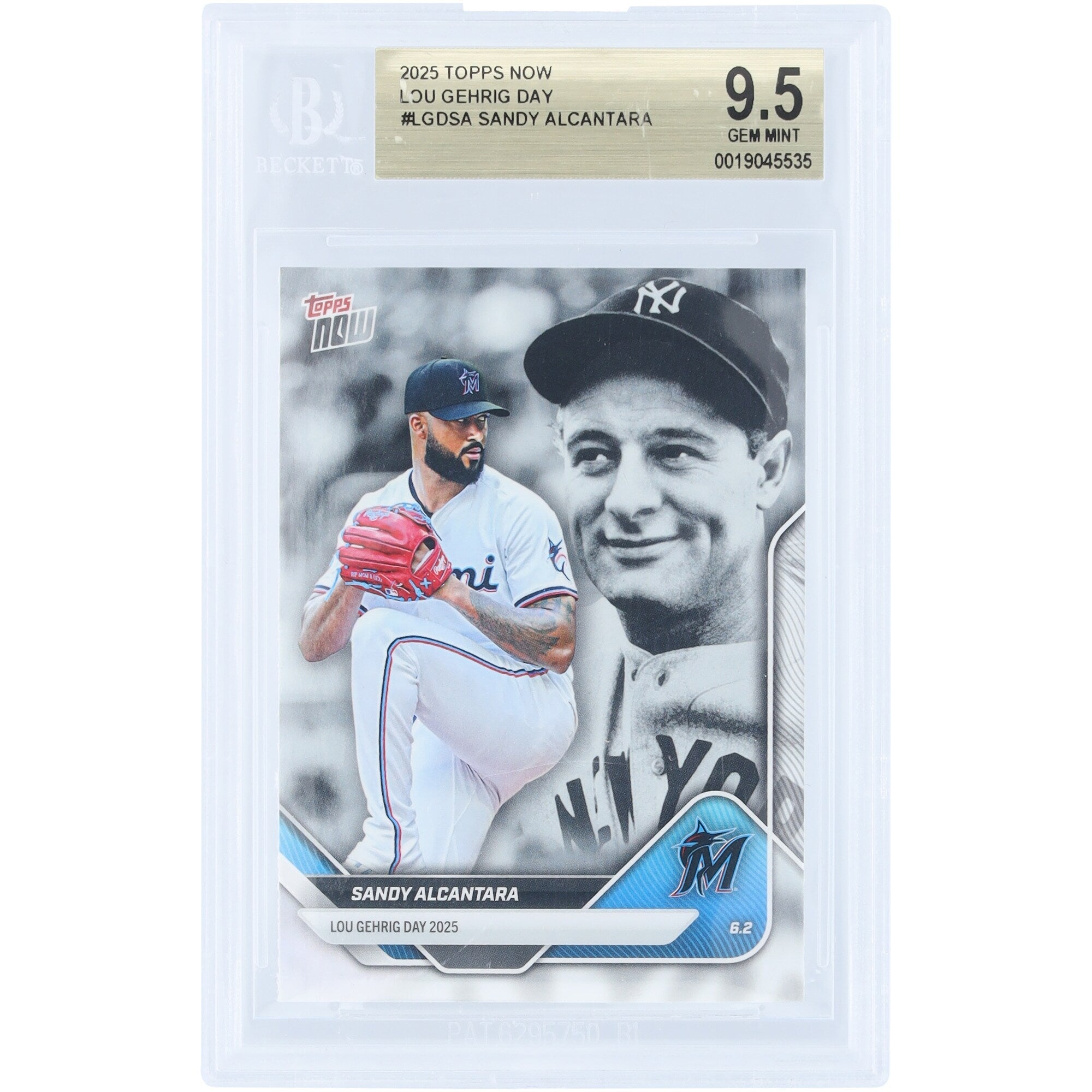 Sandy Alcantara Miami Marlins 2025 Topps Now Lou Gehrig Day #LGD-SA BGS Authenticated 9.5 Card