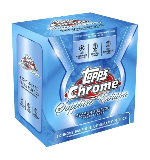 2025-26 Topps UEFA Club Competitions Chrome Sapphire Edition Box (Ships Sealed Only)
