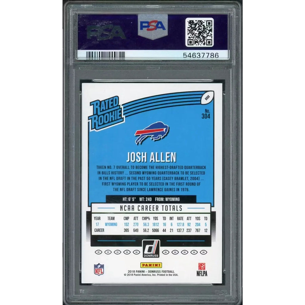 2018 Panini Donruss Josh Allen Rated Rookie #304 PSA 10 - D2