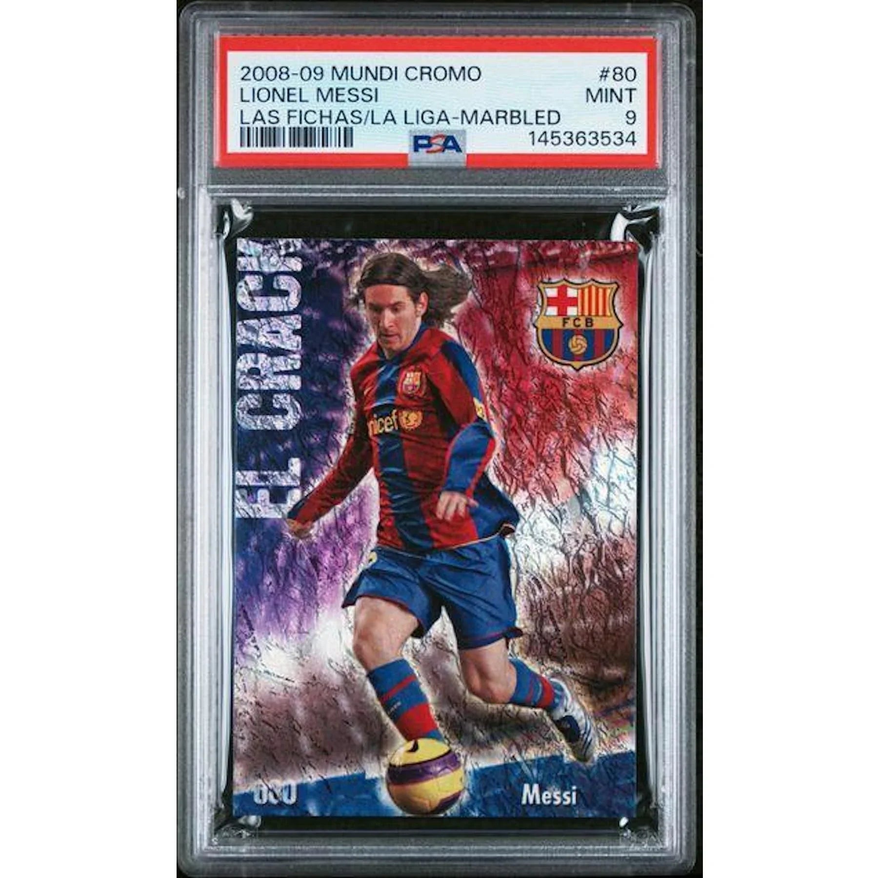 Lionel Messi 2008 Mundicromo Las Fichas De La Liga #80 | PSA 9