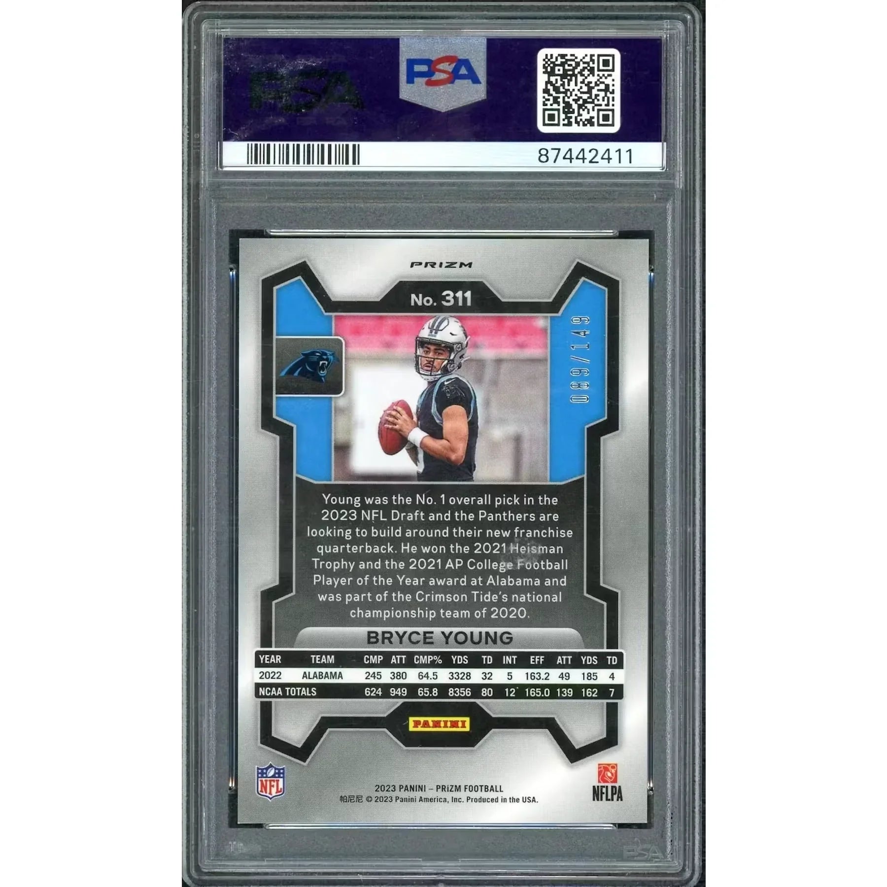 Bryce Young 2023 Panini Prizm Red Wave Rookie Card #311 | PSA 10