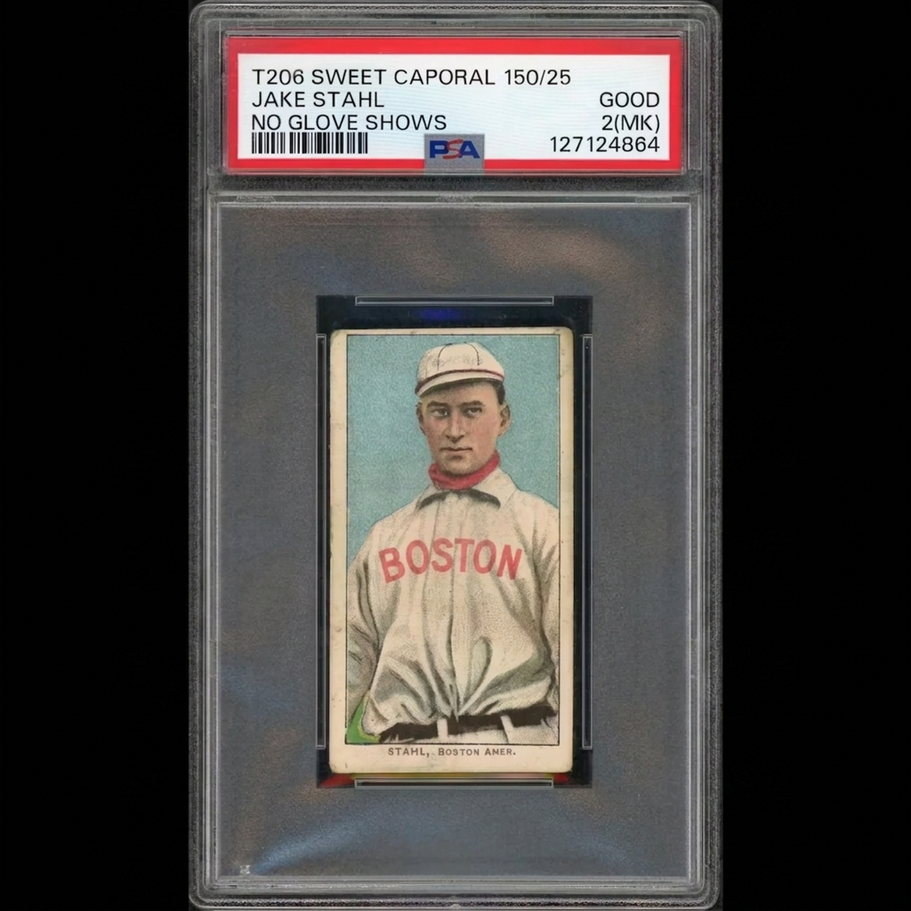 Jake Stahl 1909-11 T206 Sweet Caporal Card | No Glove Shows PSA 2