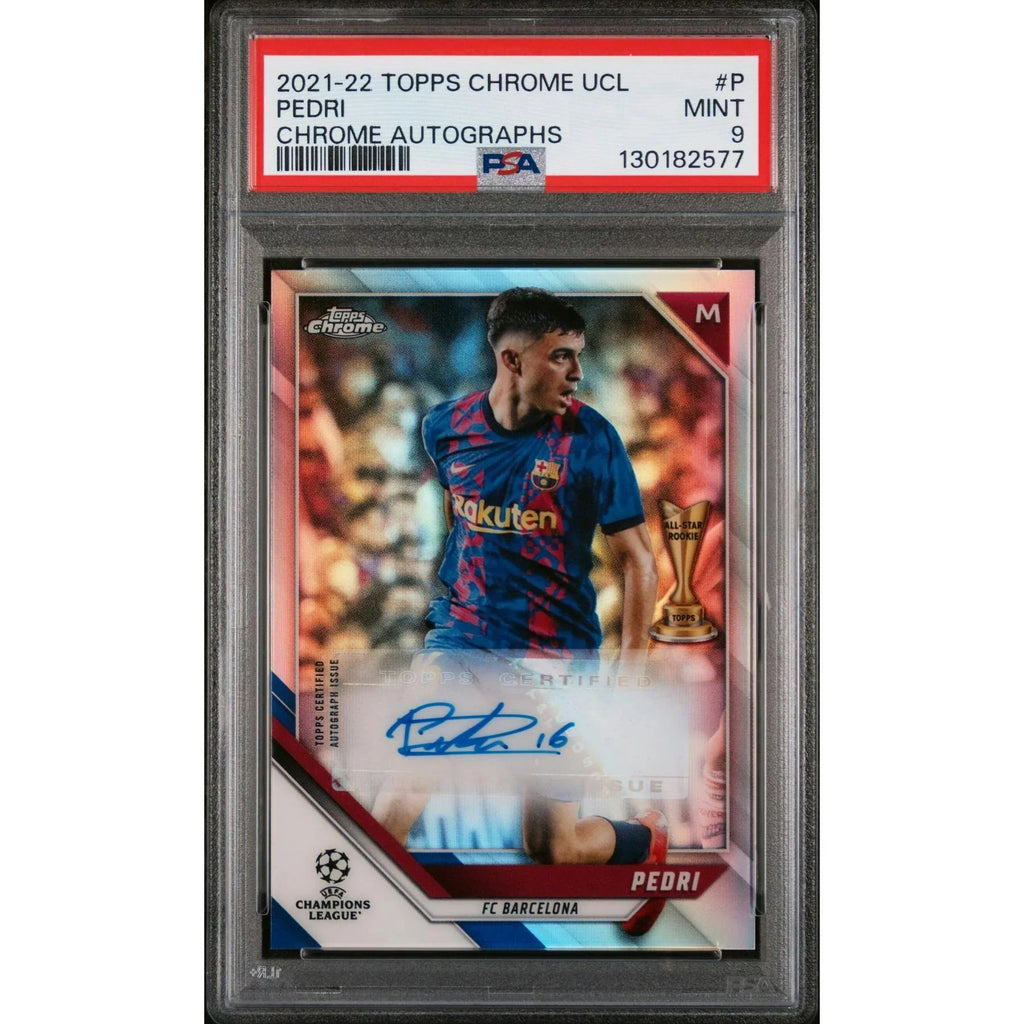 Pedri Signed 2021-22 Topps Chrome UCL Card | PSA 9