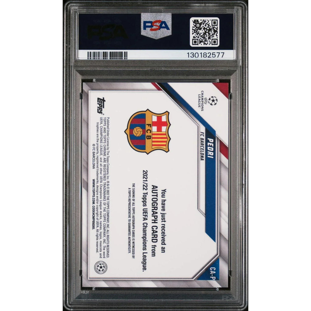 Pedri Signed 2021-22 Topps Chrome UCL Card | PSA 9