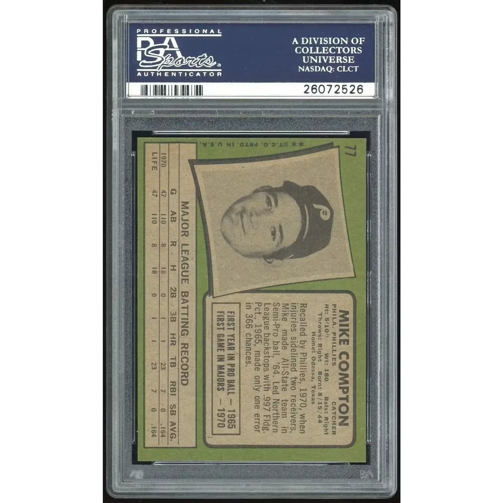 Mike Compton 1971 Topps #77 Rookie Card | PSA 8.5