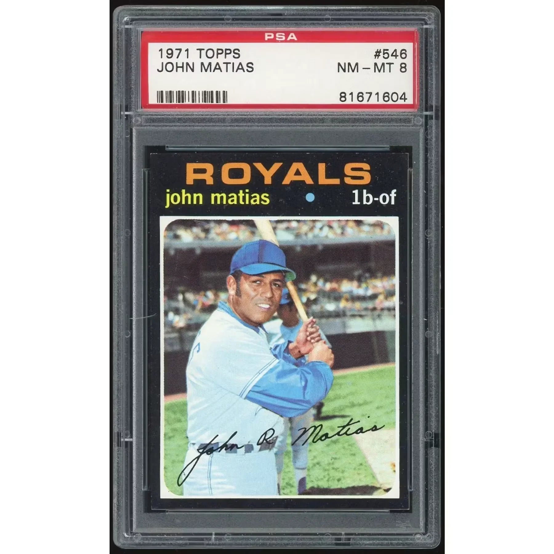 1971 Topps #546 John Matias Baseball Card | PSA 8