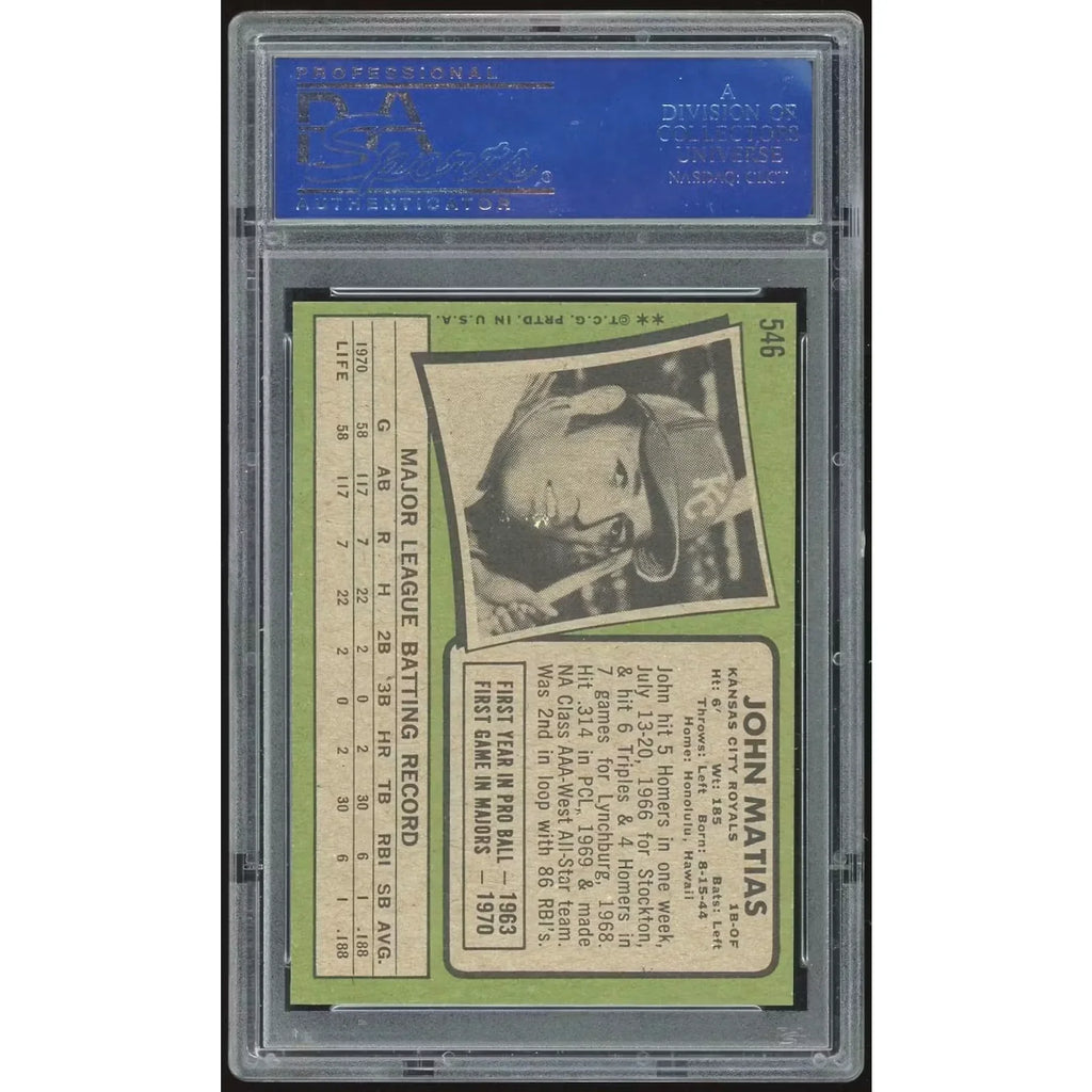 1971 Topps #546 John Matias Baseball Card | PSA 8