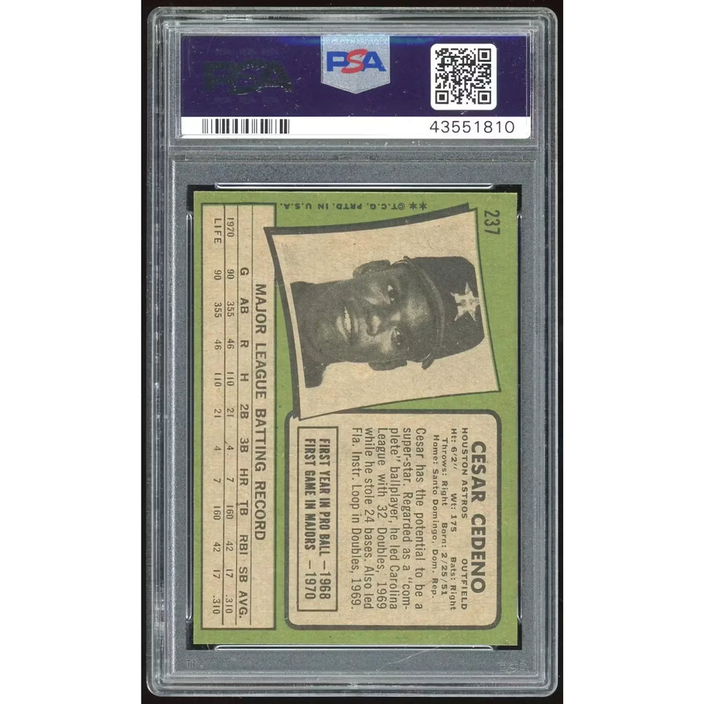 1971 Topps #237 Cesar Cedeno Rookie Card | PSA 8
