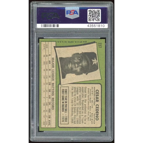 1971 Topps #237 Cesar Cedeno Rookie Card | PSA 8