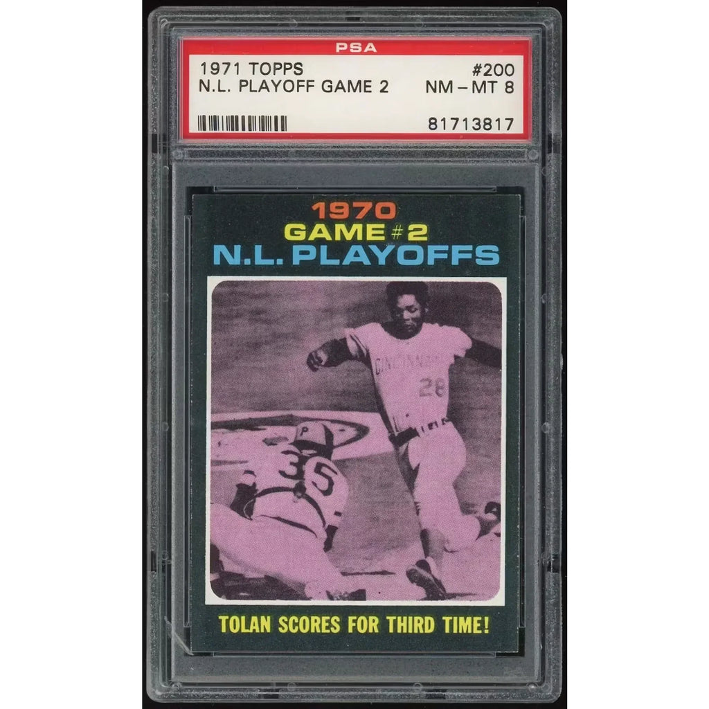 1971 Topps #200 NL Playoff Game 2 | PSA 8