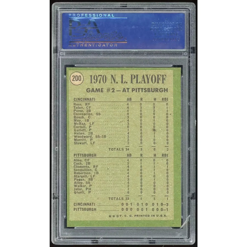 1971 Topps #200 NL Playoff Game 2 | PSA 8