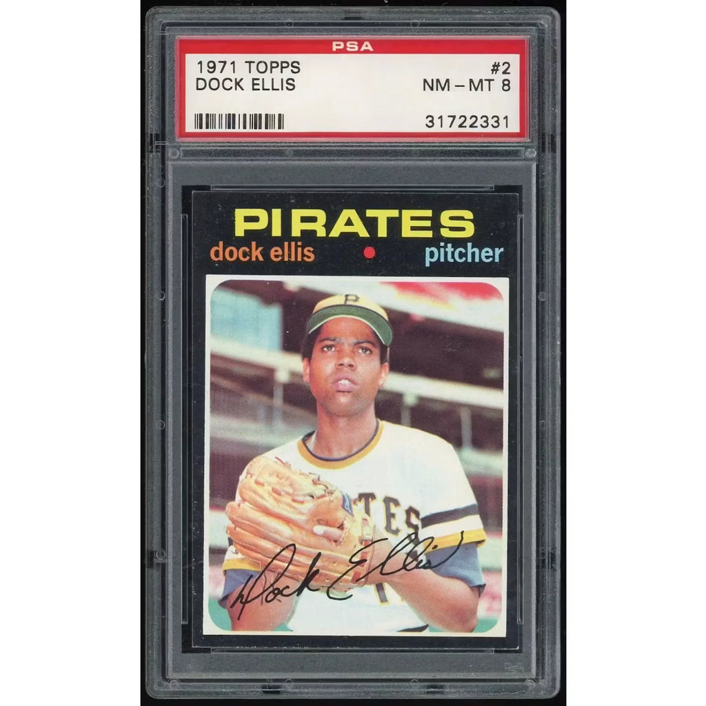 Dock Ellis 1971 Topps #2 Baseball Card | PSA 8