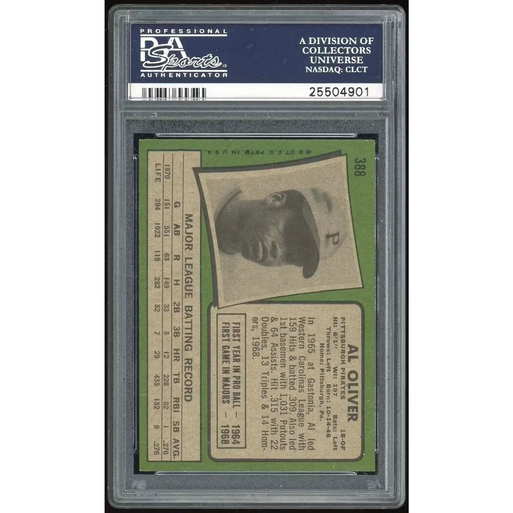 Al Oliver 1971 Topps #388 Baseball Card | PSA 8