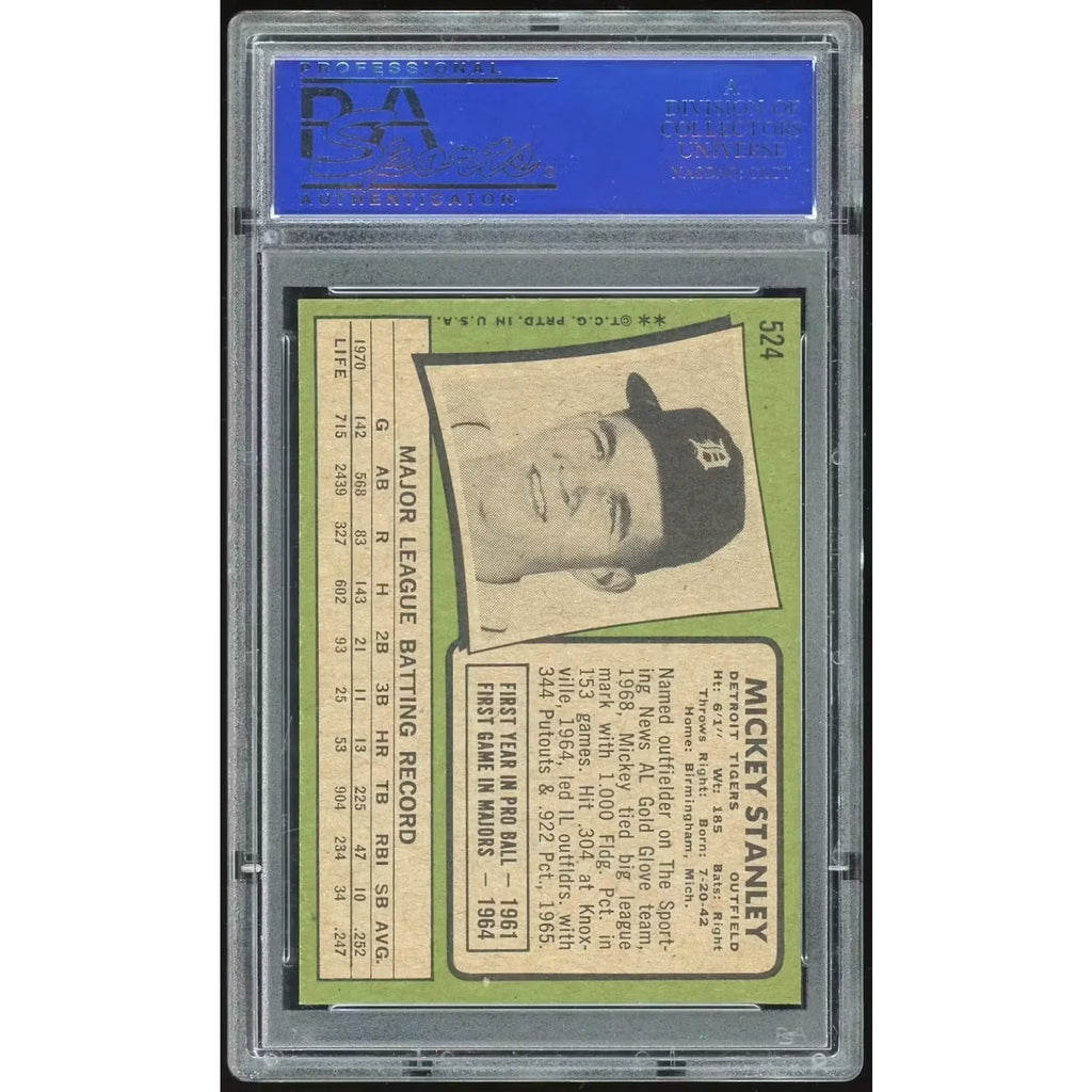 Mickey Stanley 1971 Topps #524 Baseball Card | PSA 8