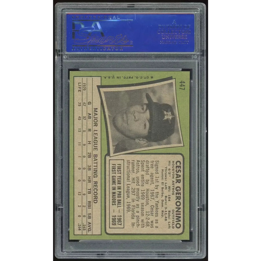 1971 Topps #447 Cesar Geronimo Rookie Card | PSA 8