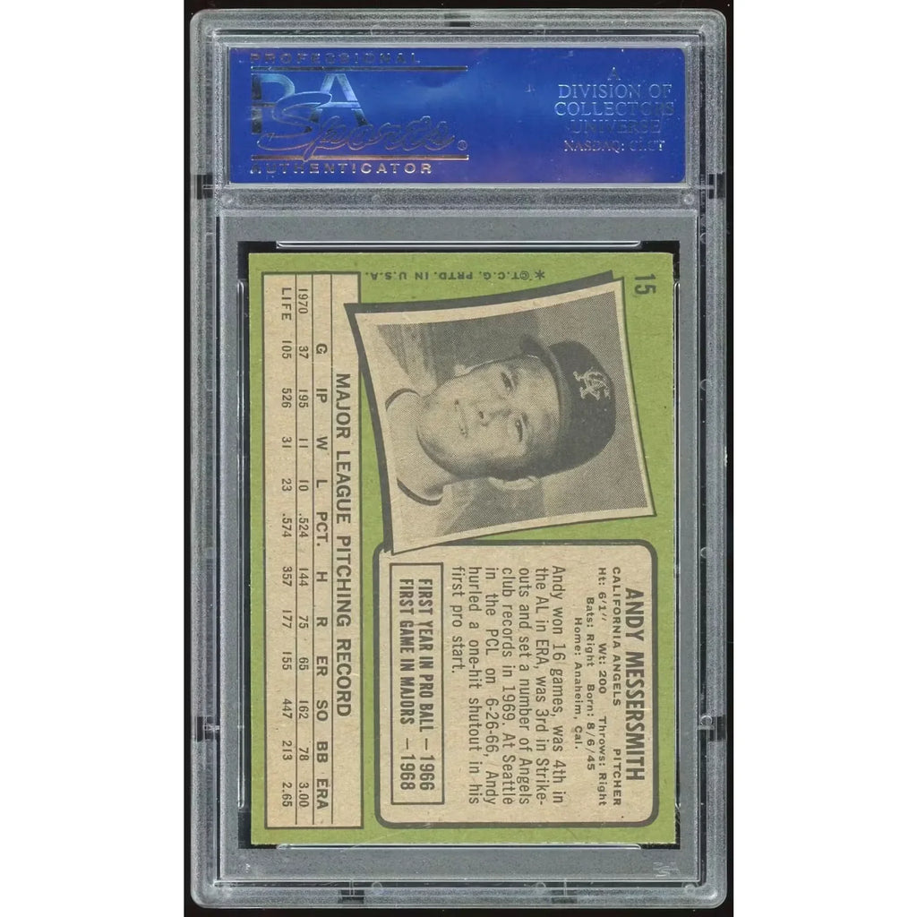 Andy Messersmith 1971 Topps #15 Baseball Card | PSA 8