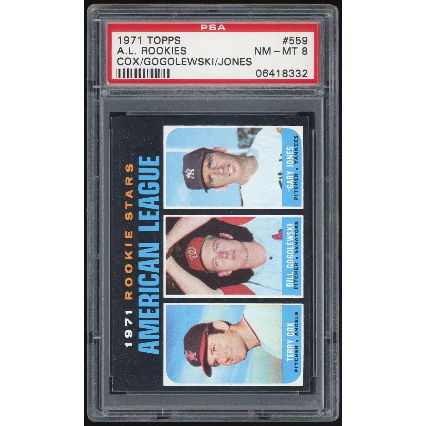 1971 Topps #559 Terry Cox/Bill Gogolewski/Gary Jones RC | PSA 8