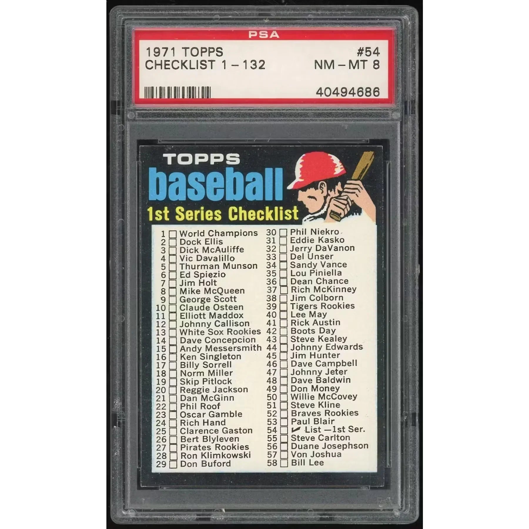 1971 Topps #54 Checklist 1-132 | PSA 8