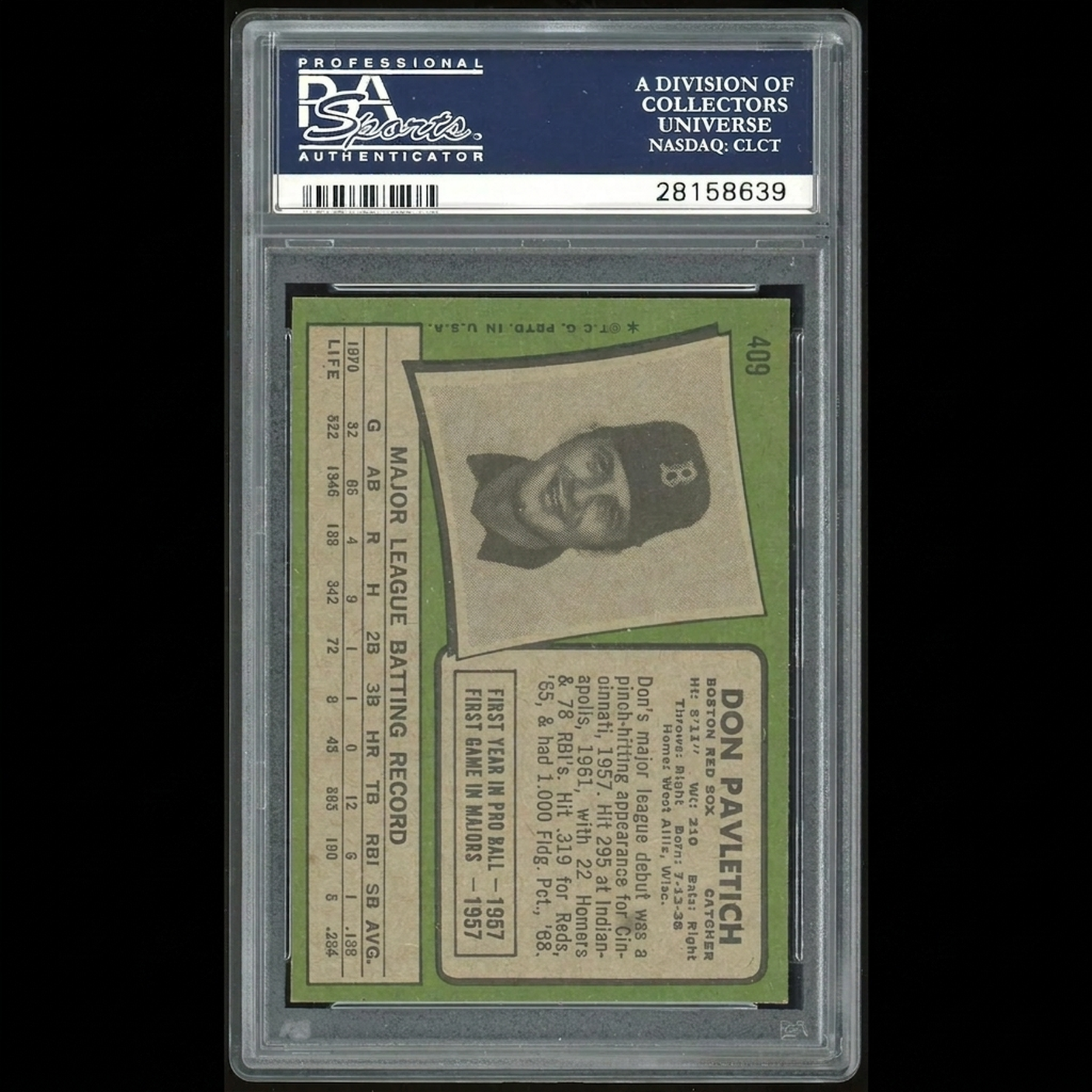 Don Pavletich 1971 Topps #409 Baseball Card | PSA 8