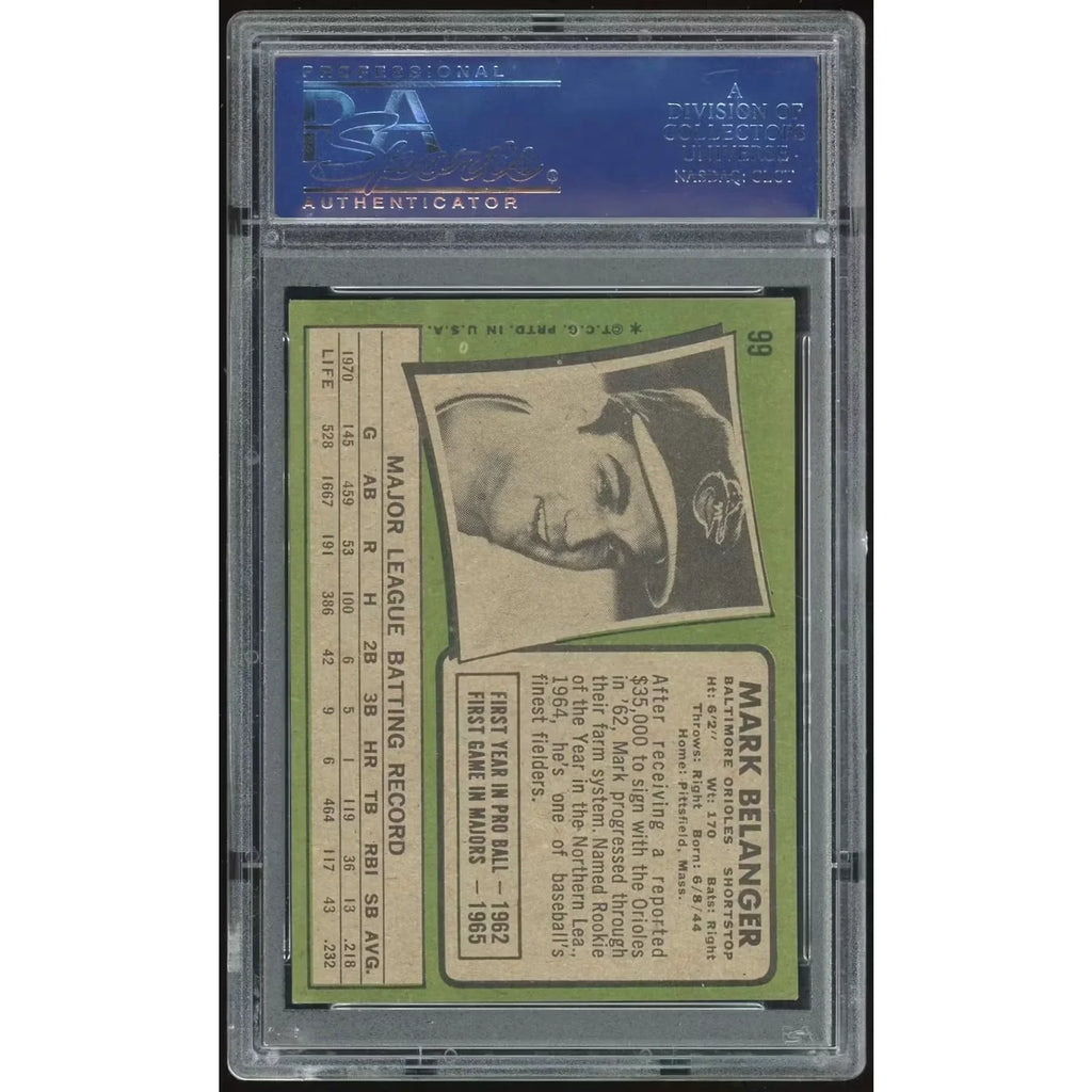 Mark Belanger 1971 Topps #99 Baseball Card | PSA 8