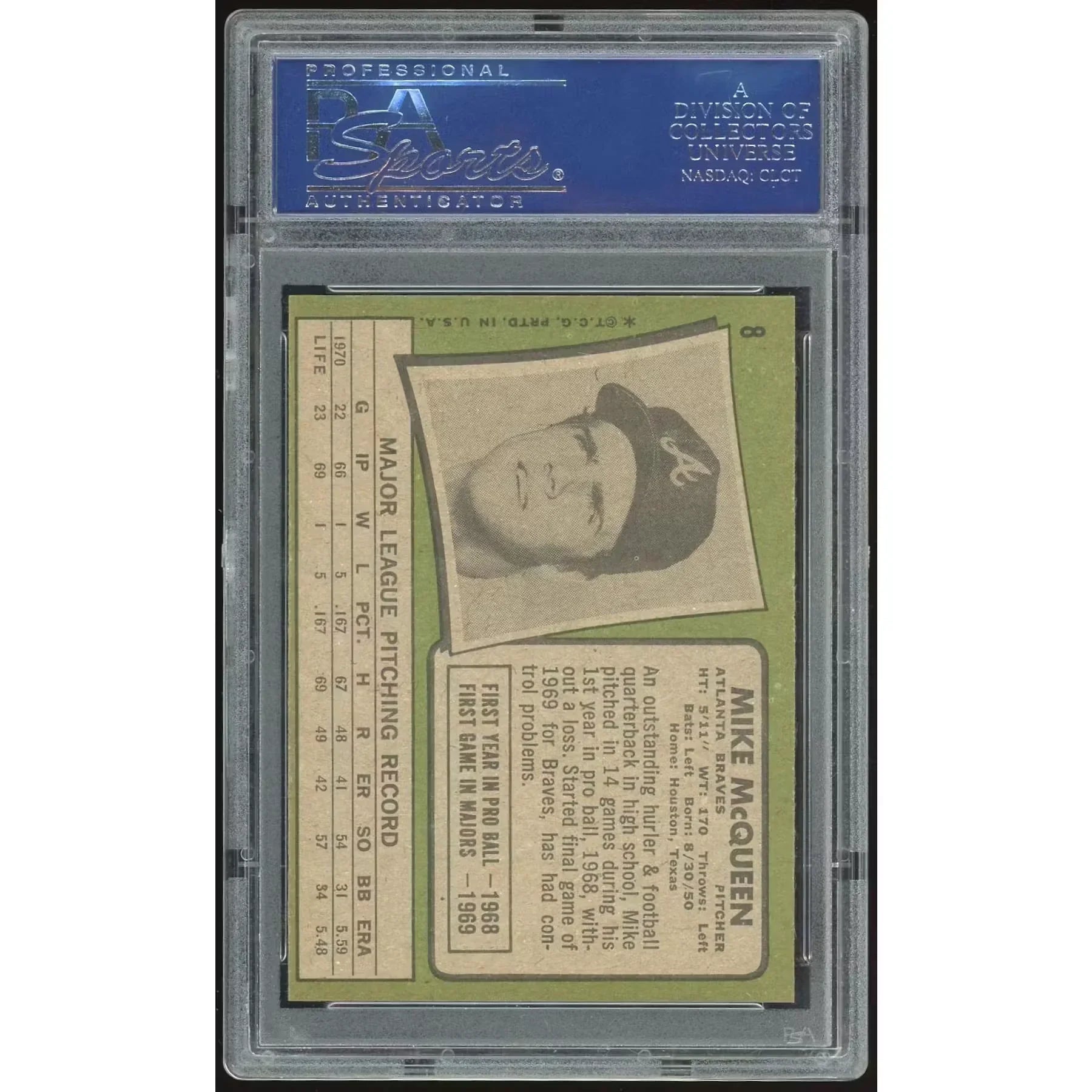 Mike McQueen 1971 Topps #8 Baseball Card | PSA 8.5