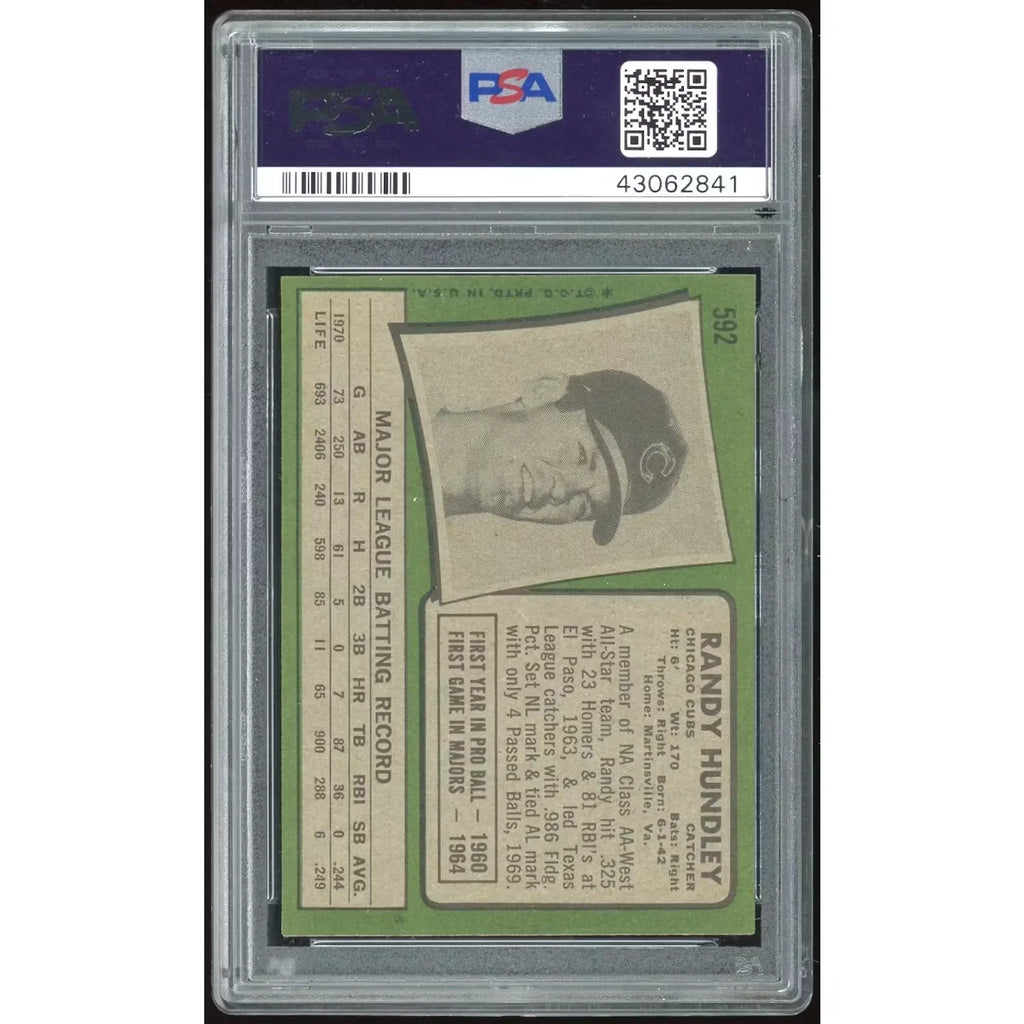 Randy Hundley 1971 Topps #592 Baseball Card | PSA 8